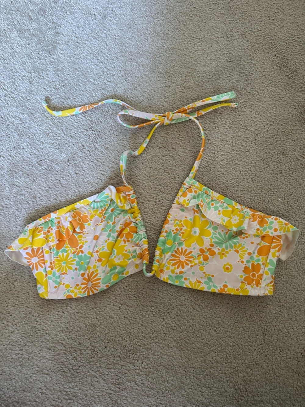 aerie Bikini Top with Orange Yellow & Mint Floral Trim